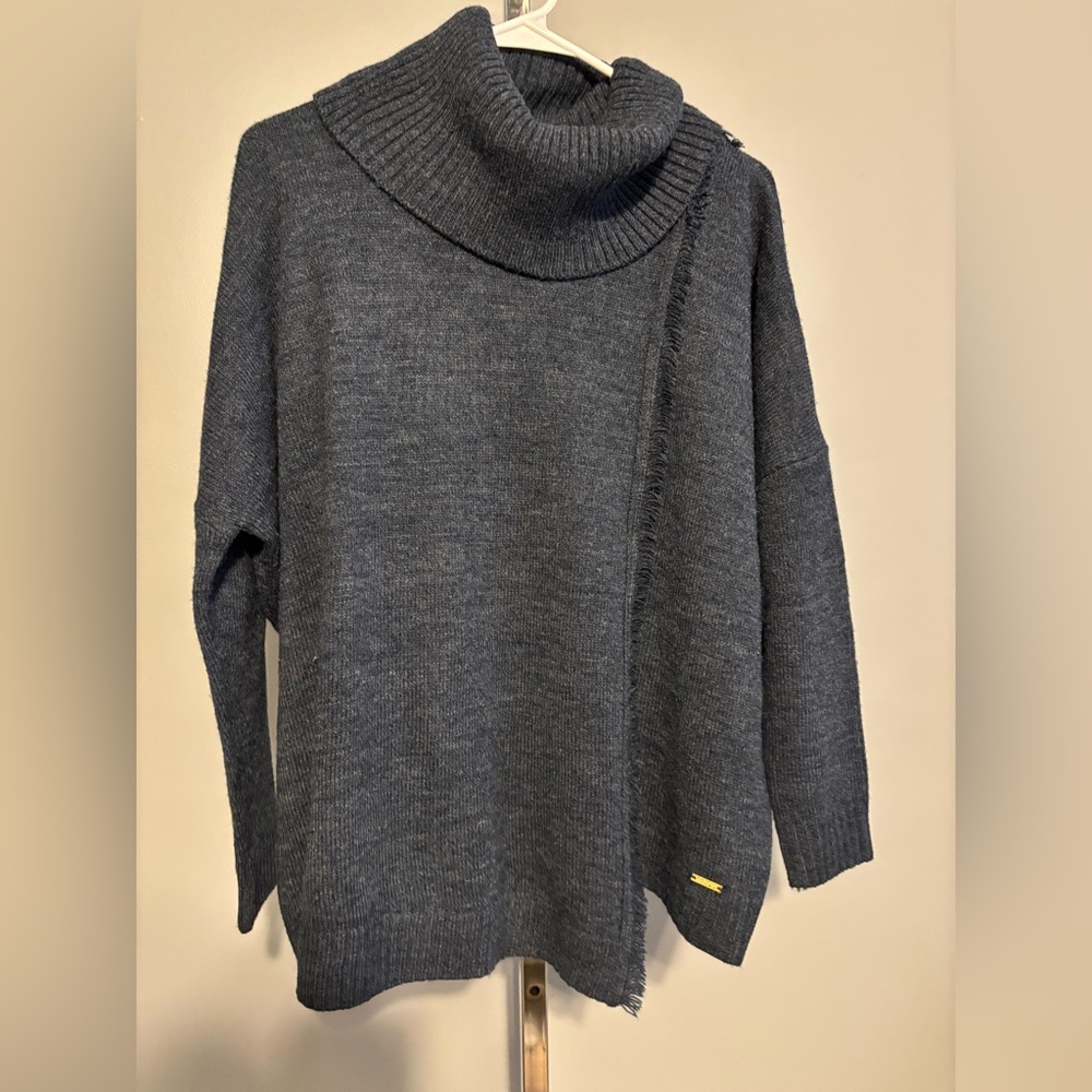 Ivanka Trump Women's Sweater Blue-Gray  Cowlneck‎ Tunic Sweater Small